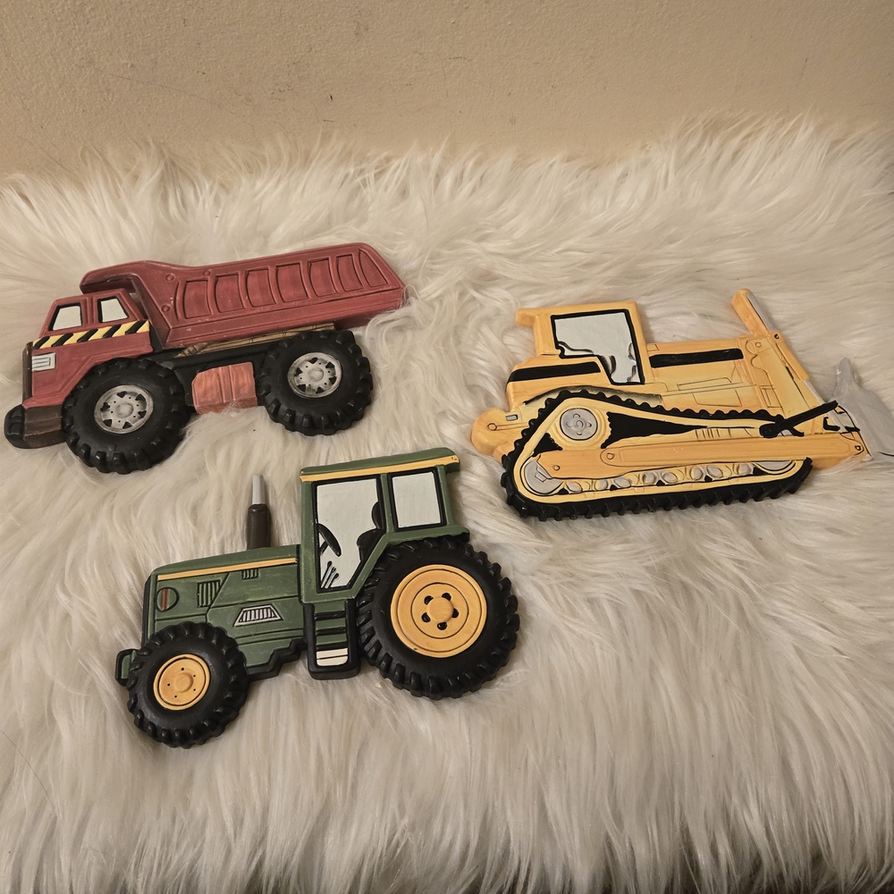3 Home Interiors Kids Construction Vehicle Wall Art Set for Kids